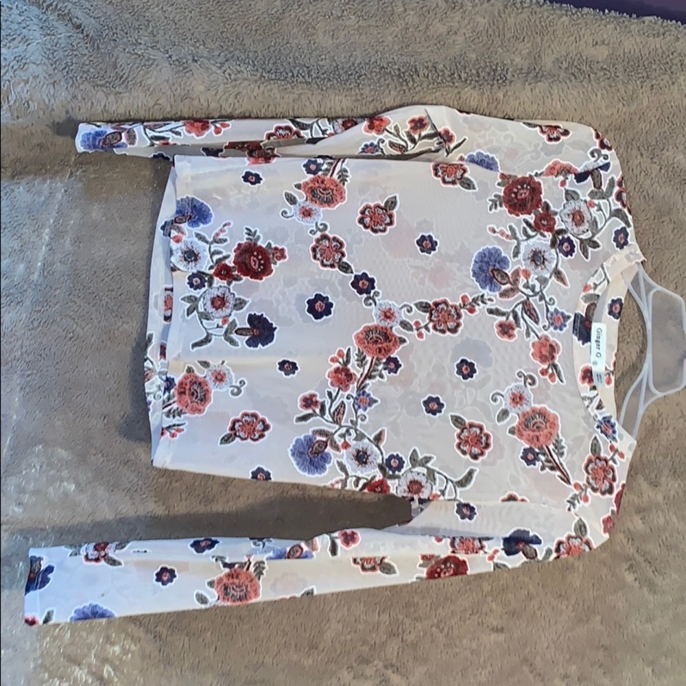Sheer Long sleeved Floral Top